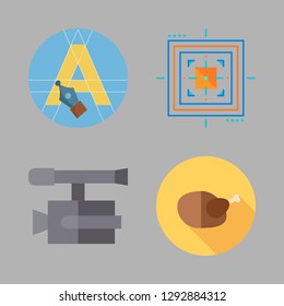 Focus Icon Set. Vector Set About Without, Text Editor, Aim And Video Camera Icons Set.