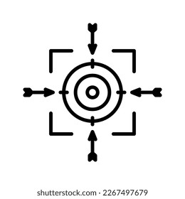Fokussieren Sie das Symbol. Unterschrift für mobiles Konzept und Webdesign. Vektorgrafik