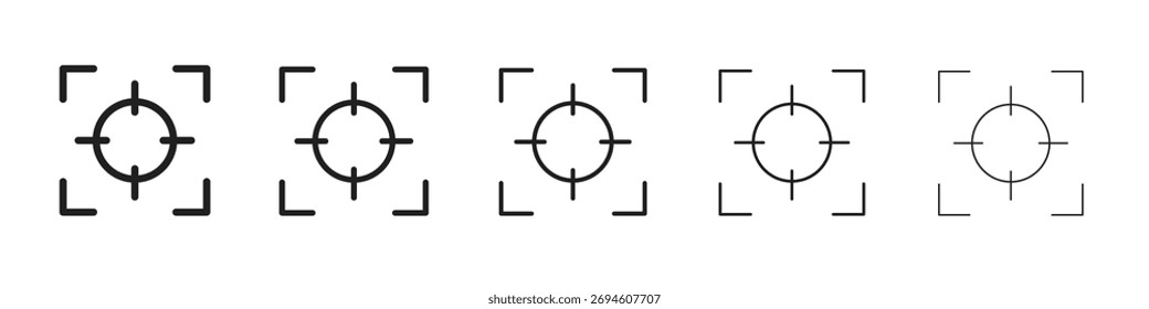 Focus icon symbols set. Editable stroke collection.