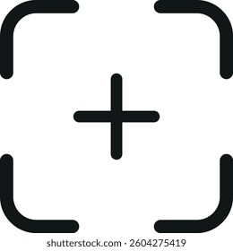 Focus icon . Target aim plus icon . Focus lens icon . Vector illustration