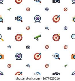 focus icons pattern seamless. Included editable flat Web Camera, Astronomy, Photography, SEO, Target, goal, Magnifier, Photo services, Audience targeting icons. focus icons for web and mobile.