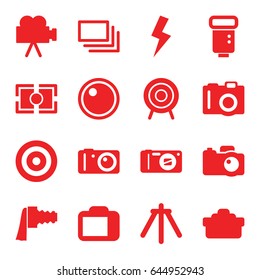 Focus icons set. set of 16 focus filled icons such as camera, target, camera zoom, burst