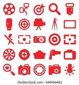 Focus icons set. set of 25 focus filled icons such as heart search, search, camera, camera zoom, burst, no flash, target, movie tape