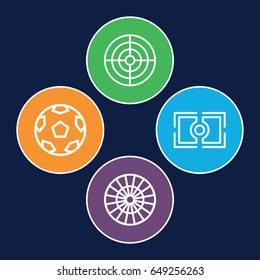 Focus icons set. set of 4 focus outline icons such as camera focus, target, movie tape