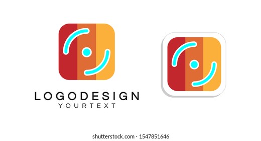 focus lens logo design. icon app smartphone color full