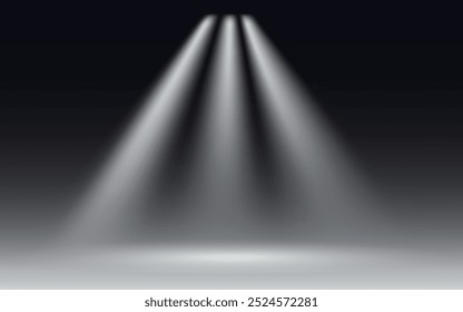 Focus light on a dark background. Vector on a black background.