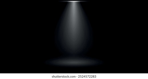 Focus light on a dark background. Vector on a black background.