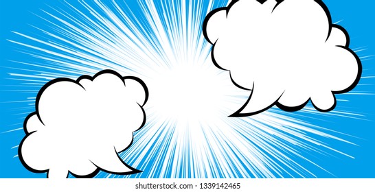 Focus line background illustration, cartoon image, comment balloon,blue