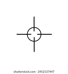 Icono de línea de enfoque. Símbolo de lente de enfoque de cámara de contorno aislado, silueta de las cruces del objetivo del rifle de francotirador. Icono de Vector.