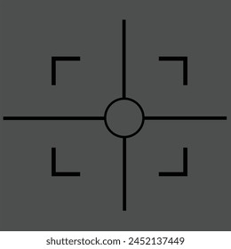 Icono de línea de enfoque. Símbolo de lente de enfoque de cámara de contorno aislado, silueta de las cruces del objetivo del rifle de francotirador. Icono de Vector.