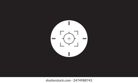 Symbol für Fokuslinie. Umriss der Vektorgrafik des Kamerafokus-Objektivsymbols auf schwarzem Hintergrund.