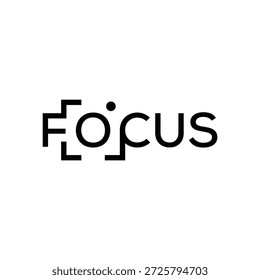 Fokus Logo Design, Typografie Text Fokus Grafik Logo Symbol, Kamera Objektiv Symbol Vorlage
