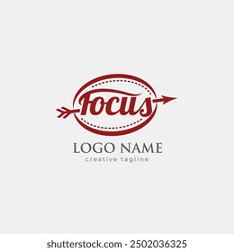 Logotipo del foco, objetivo, golpe, flecha, ganar, punto totalmente editable Plantilla de Vector