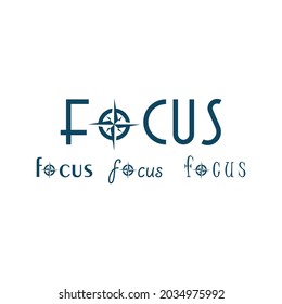 focus logo with target shape symbol. focus writing templates, for business, events, apps, etc.