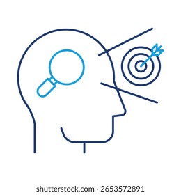 Focus – Magnifying Glass Representing Attention and Concentration. Vector Icon