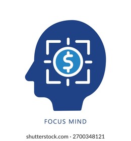 Mini-Illustrationssymbol des Fokus-Geistes. Für moderne Konzeption, Print, UI, UX-Kit, Web- und App-Entwicklung. Vektor in Bezug auf Business Finance, Management und mehr