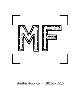 Fokusmodus-Symbol. Doodle-handgezeichnet oder schwarz-Rahmensymbol