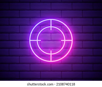 focus neon icon. Elements of photography set. Simple icon for websites, web design, mobile app, info graphics isolated on brick wall