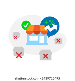 ilustración de concepto de estrategia de enfoque o de niching down vector de diseño plano. elemento gráfico moderno simple para la ui de la página de destino, infografía, icono