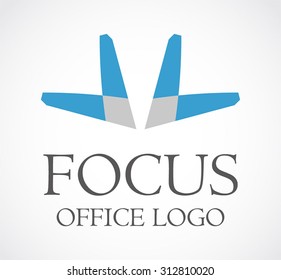 Focus office arrow direction abstract vector logo design template target business icon company identity symbol concept