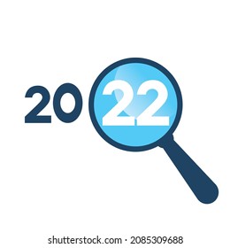 Focus on 2022 business concept. Magnifier glass with numbers 2022. Happy New year Business concept for the new year.	