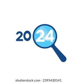 Focus on business 2024 concept. Magnifier glass with numbers 2024. Happy New year Business concept for the new year.