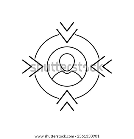 Focus on client icon, customer centricity line vector