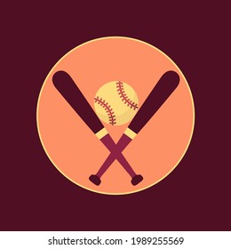 focus on cool simple graphic popular american baseball bat icon and clean ball symbol flat design vector cartoon. concept sign or creative emblem game illustration for group or league team isolated