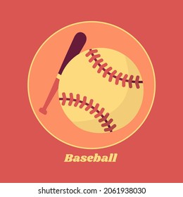 focus on cool simple graphic popular american baseball bat icon and clean ball symbol flat design vector cartoon. concept sign or creative emblem game illustration for group or league team isolated