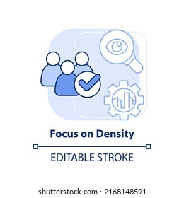 Focus on density light blue concept icon. Building mobility service abstract idea thin line illustration. Isolated outline drawing. Editable stroke. Arial, Myriad Pro-Bold fonts used