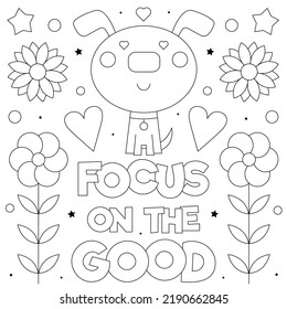 Focus On Good Coloring Page Black Stock Vector (Royalty Free ...