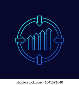 focus on growth line icon, vector