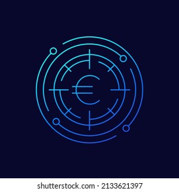 focus on money line icon with euro, vector