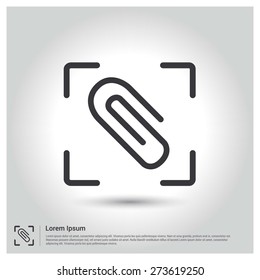 Focus on Paper Clip Attachment SEO Link Icon Vector Illustration, pictogram icon on gray background. Flat design style