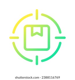Focus on parcel pixel perfect gradient linear ui icon. Priority package. Postal delivery service. Line color user interface symbol. Modern style pictogram. Vector isolated outline illustration