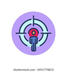 Focus on person line icon. Aiming, target, recruitment outline sign. Accuracy, career, marketing concept. Vector illustration symbol element for web design and apps