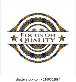 Focus on Quality arabesque style emblem. arabic decoration.