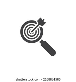 Focus on result vector icon. filled flat sign for mobile concept and web design. Magnifier target arrow glyph icon. Symbol, logo illustration. Vector graphics