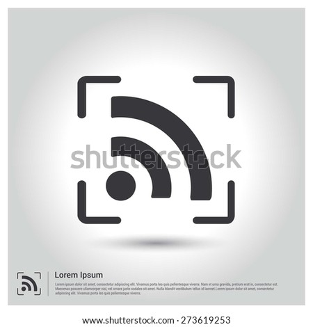 Focus on rss icon vector illustration, pictogram icon on gray background. Flat design style