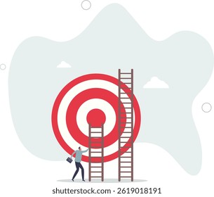 Focus on short term goal to achieve long term success, business strategy or planning, financial goal or project plan concept. character life .