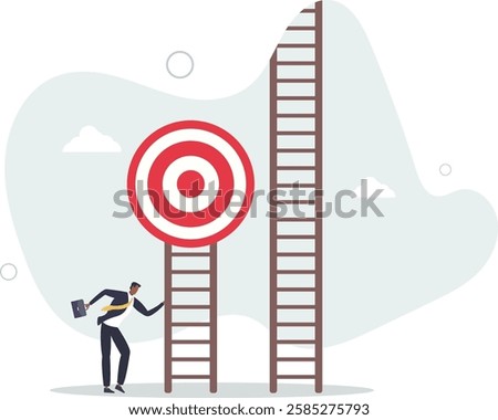 Focus on short term goal to achieve long term success, business strategy or planning, financial goal or project plan concept.flat character life .