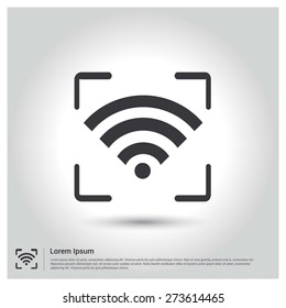 focus on wifi icon vector illustration, pictogram icon on gray background. Flat design style