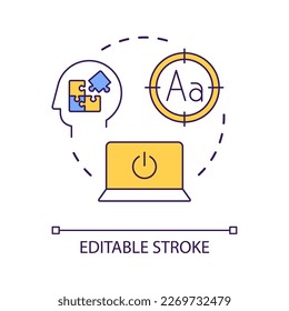 Focus on work tasks concept icon. Concentrate on solving problem. Avoid internet distractions abstract idea thin line illustration. Isolated outline drawing. Editable stroke. Arial font used