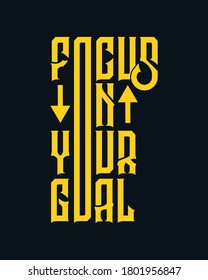 Concéntrate En Tu Meta. Afiche de tipografía dibujado por la mano. Vector Premium