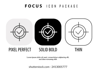 focus outline icon in different style vector design pixel perfect