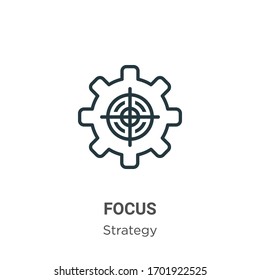 Focus outline vector icon. Thin line black focus icon, flat vector simple element illustration from editable strategy concept isolated stroke on white background
