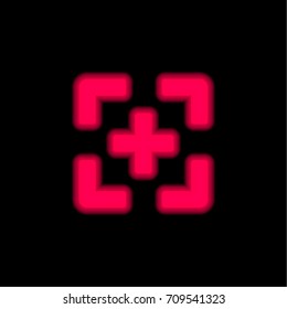 Focus red glowing neon ui ux icon. Glowing sign logo vector