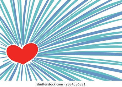 Focus red heart love with blue and green line abstract