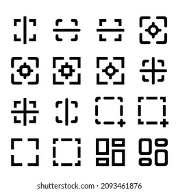 Focus scanner icon set, focus lens vector