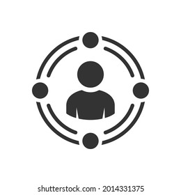 Focus, selection. Target with user icon. Headhunting symbol. Aim people concept. Market segment. Client targeting sign.